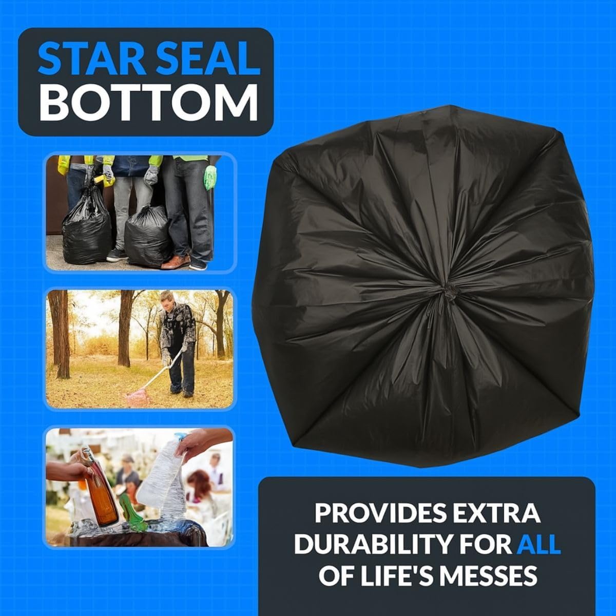 40–45 Gallon Trash Bags 40 x 46 Inch – 1.5 Mil Heavy Duty Black Garbage Bags, 100 Count – Large Can Liners for Commercial, Contractor, and Cleanup Use