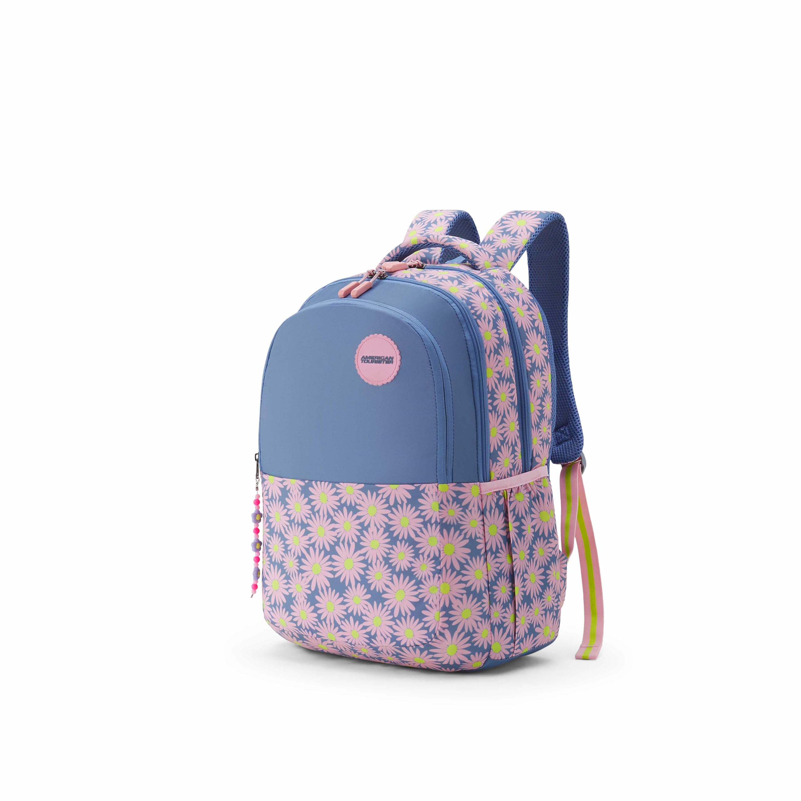 American Tourister Sway | 32 Ltrs | 3 Compartments | Bottle Pocket | Ergonomic Padded Back Panel & Shoulder Straps | School Backpack for Boys & Girls | 1 Year International Warranty | Floral Grey