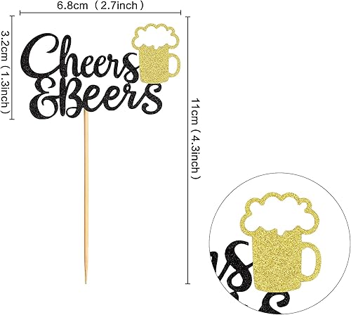 Miniatura 2 de Ercadio Paquete de 24 adornos para cupcakes de Cheers and Beers con taza de cerveza con purpurina para cupcakes, baby shower, cumpleaños, cervezas