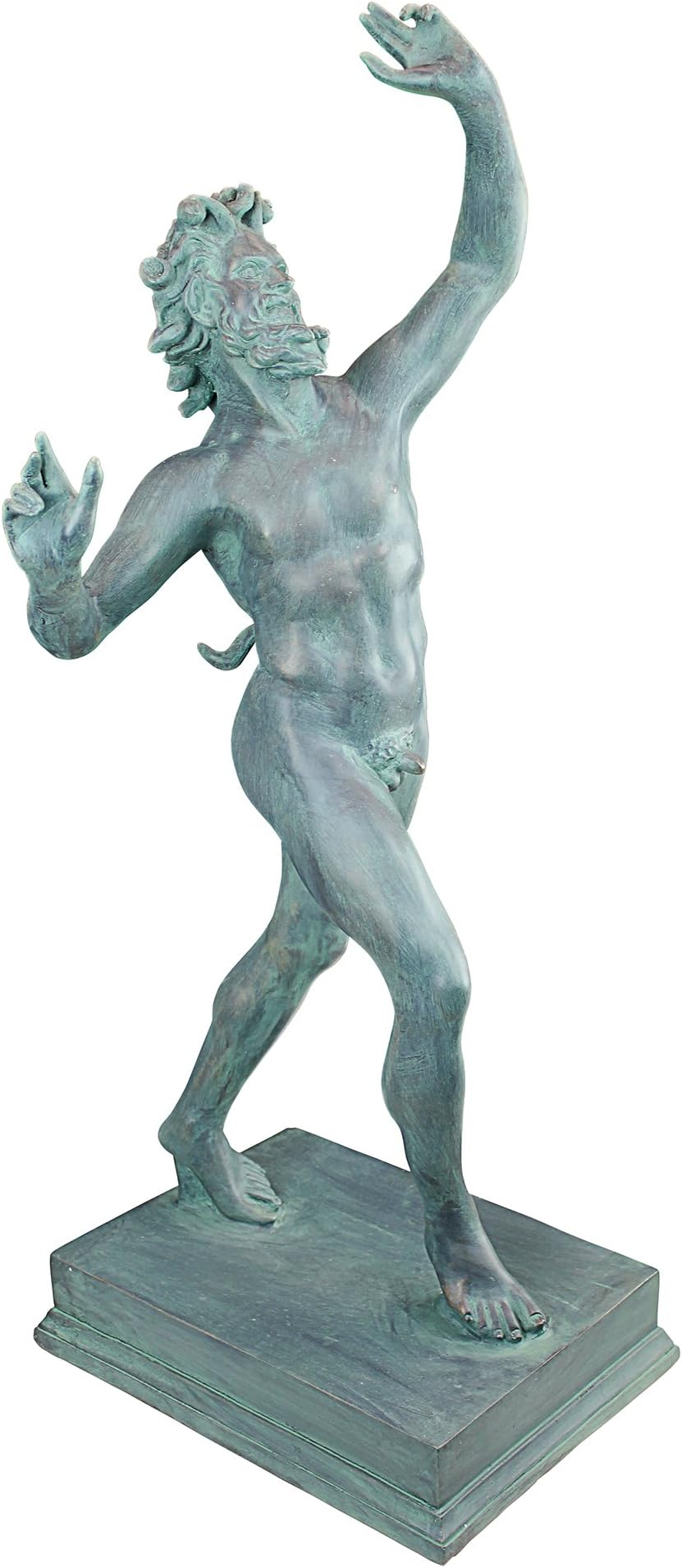 Design Toscano Bacchus Dancing Pan Faunus of Pompeii Roman Mythology Indoor/Outdoor Garden Statue, 33 inch tall, Cast Stone Resin, Green Bronze Finish