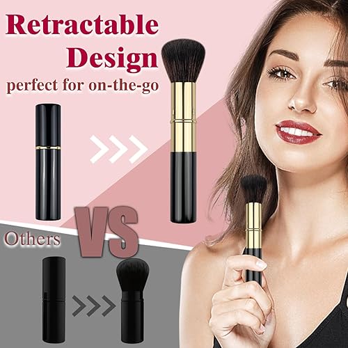 Miniatura 5 de Brochas de maquillaje retráctiles Kabuki, 2 piezas, brocha para polvobrocha para base, rubor en polvo, bronceador, pulido, líquido, crema, con