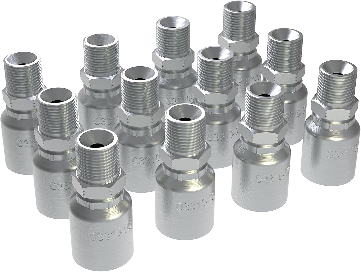 12PCS 3/8 inch Hydraulic Hose Fittings 3/8" Hose x 3/8" NPTF Male Pipe Hydraulic Hose Crimp Fitting Ends for Air Hose Repair Kit