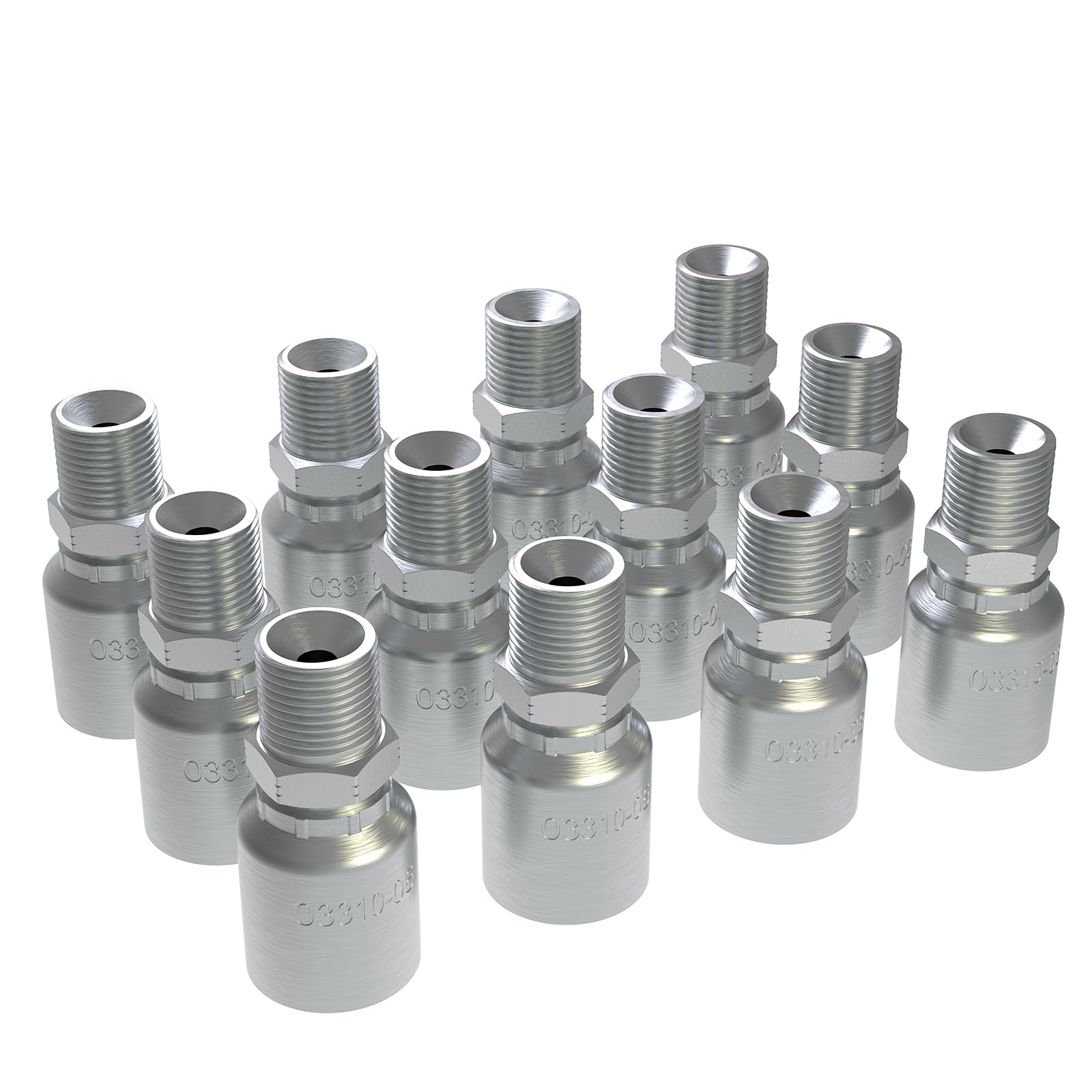 12PCS 3/8 inch Hydraulic Hose Fittings 3/8" Hose x 3/8" NPTF Male Pipe Hydraulic Hose Crimp Fitting Ends for Air Hose Repair Kit