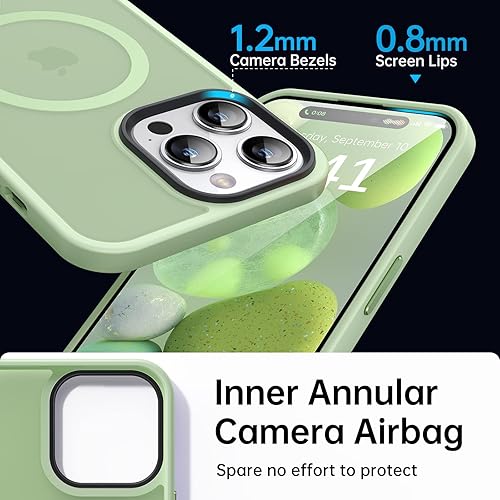 Miniatura 4 de Funda magnética para iPhone 14 Pro compatible con MagSafe Fuerte magnético Protección de grado militar de 10 pies Funda translúcida mate delgada
