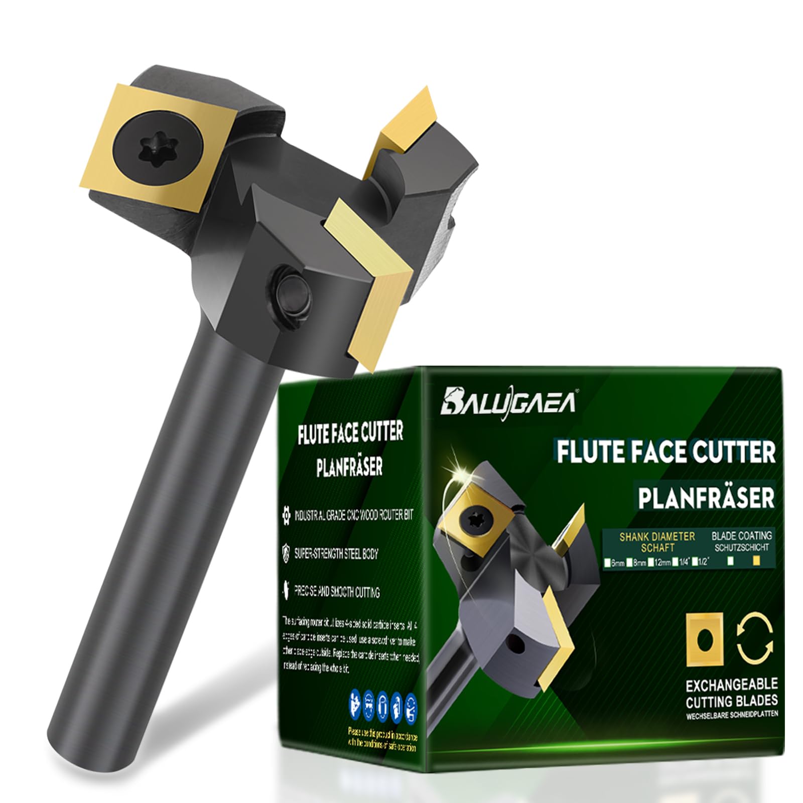 Fresa per fresa superiore 8 mm fusto – 35 mm di diametro – dotata di 3 lame intercambiabili in metallo duro 10,5 x 10,5 mm frese per legno