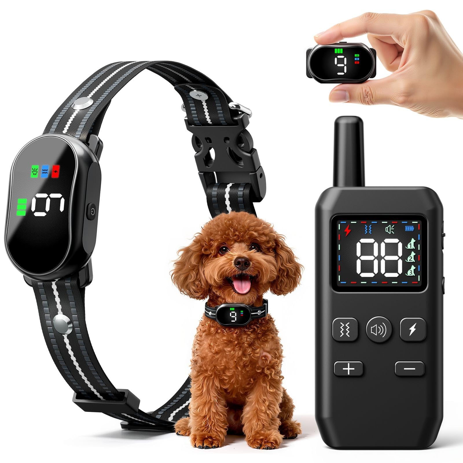 Small Shock Collar for Small Dogs(5-30Lbs), Dog Training Collar with Remote for Small & Medium Dogs, 3 Channels, Waterproof, Rechargeable, Collar with Beep, Vibration, Safe Shock,1300ft