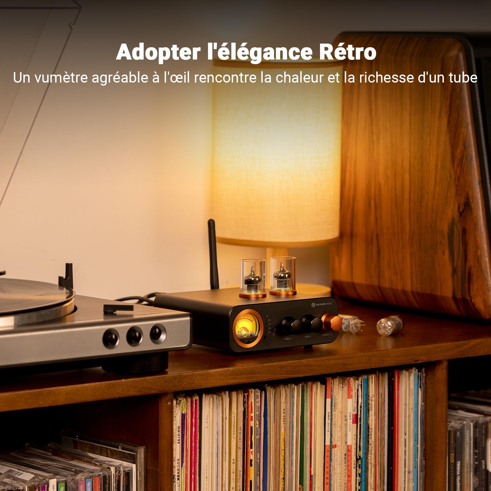 Fosi Audio MC331 Amplificateur à Tube HiFi avec DAC, Préamplificateur VU-Mètre Vintage avec Bluetooth et USB/OPT/COAX/RCA, Amplificateur Audio Stéréo 2 Canaux pour Haut-Parleurs d'étagère, Home Cinéma