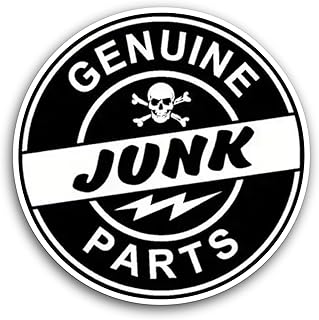 2 (Pieces) 3" and 5" Genuine Junk Parts Text Sticker, Waterproof Vinyl Decals for Many Purpose Like Cars, Trucks, Laptops, Phones, Windows and More