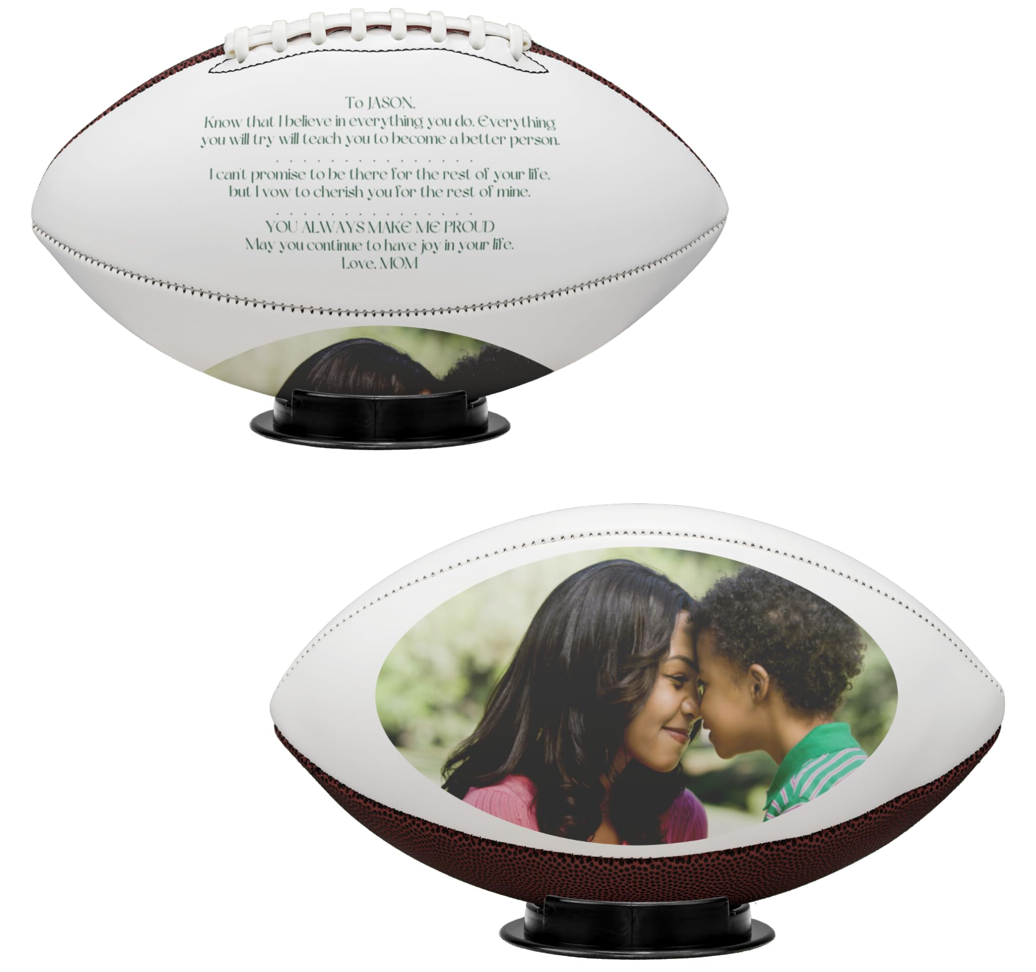 Personalized Football Coach Team Name for Son Nephew Sports Fans Customized To My Son Football Photo Game Accessories for Son from Dad Mom Custom Sports Ball Fans Picture Accessories