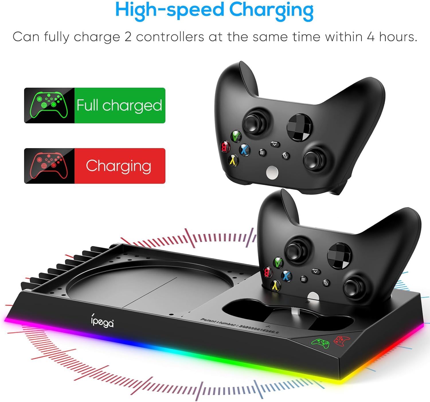 Vertical Stand for Xbox Series X with Cooling Fan& RGB LED Lights and Dust Filter for Xbox Series X