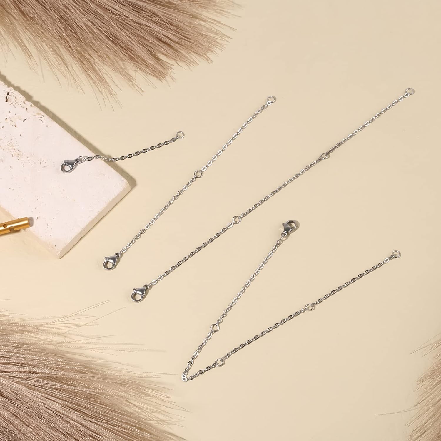 4pcs Necklace Extender Silver, 2/4/6/8 Inches Necklace Clasp Extender Chain Extenders for Necklaces Bracelets Jewelry Making Women Men (4 Sizes) - Image 5