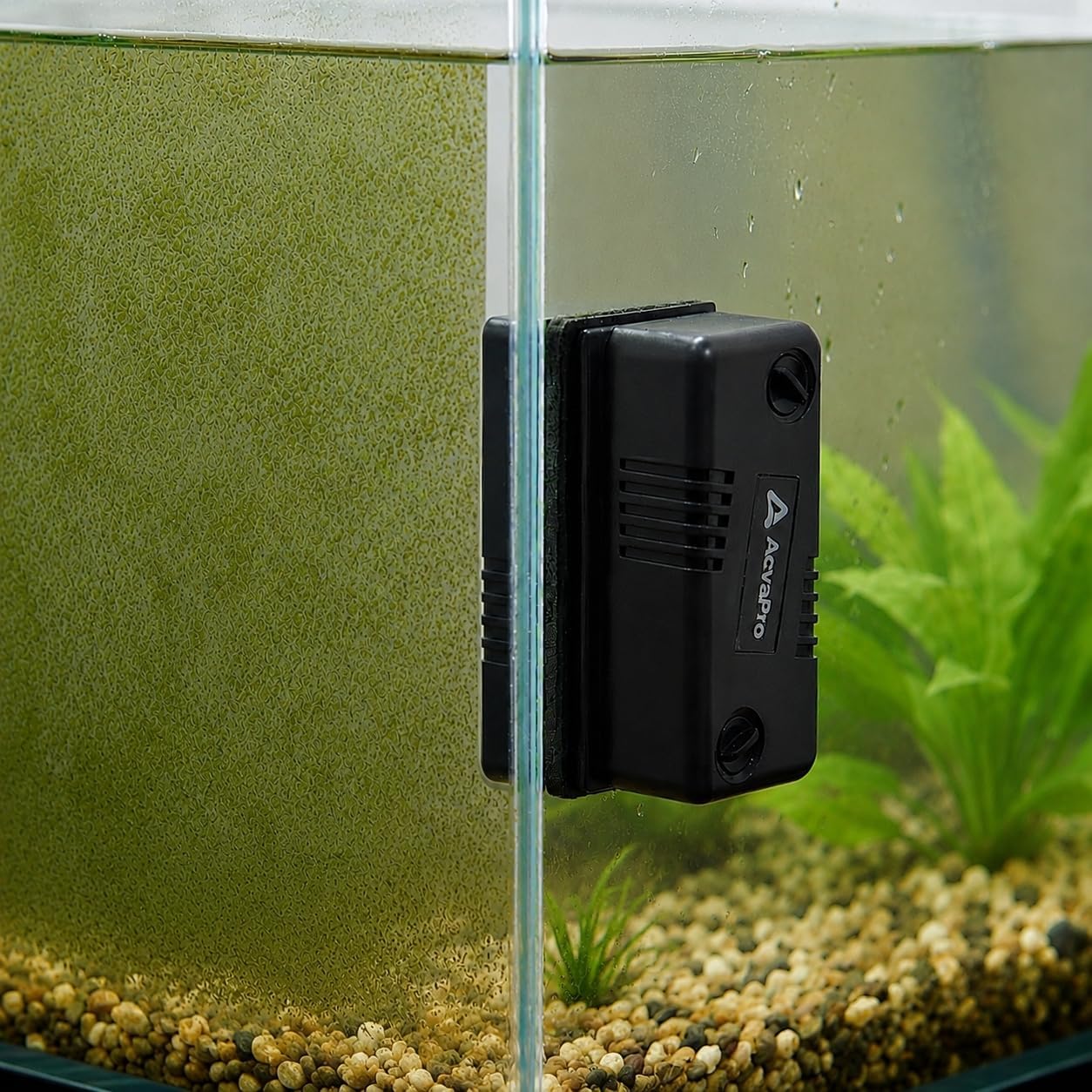 Magnetic Aquarium Glass Cleaner, Highly efficient Powerful Double Side Magnetic Fish Tank Brush and Corner Cleaner, Interchangeable Floating and Submersible (M 2.40x3.15x1.65in)