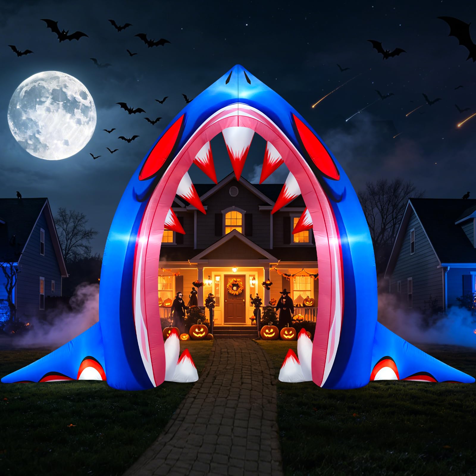 Danxilu 10 FT Large Halloween Inflatable Shark Archway Outdoor Decoration