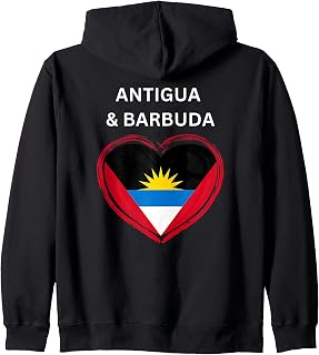 Antigua and Barbuda Heart Flag Zip Hoodie