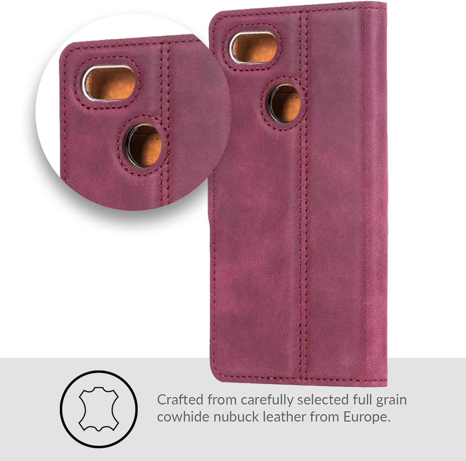 Buy 2 get 3 Snakehive Google Pixel 3 Case, Luxury Genuine Leather Wallet with Viewing Stand and Card Slots, Flip Cover Gift Boxed and Handmade in Europe for Google Pixel 3 - (Plum)