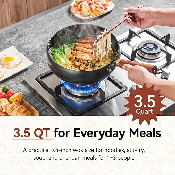 Wok de Acero al Carbono 9.4 pulgadas con Tapa de Vidrio miniatura 7