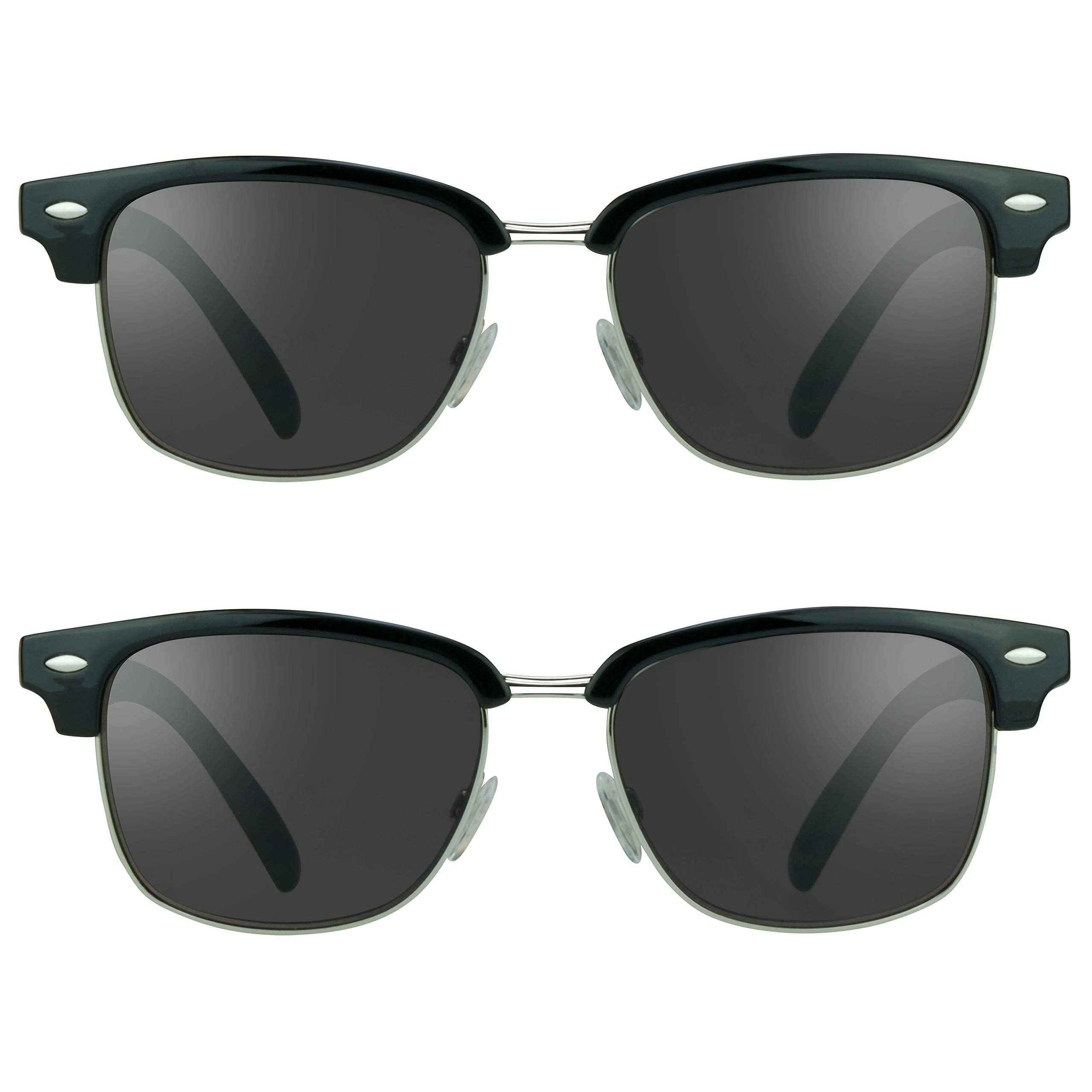 proSPORT Classic Reading Sunglass Reader for Men & Women - NOT BIFOCAL Horn Rimmed Frame (2 Pairs of Classic Black, 2.75, multiplier_x)