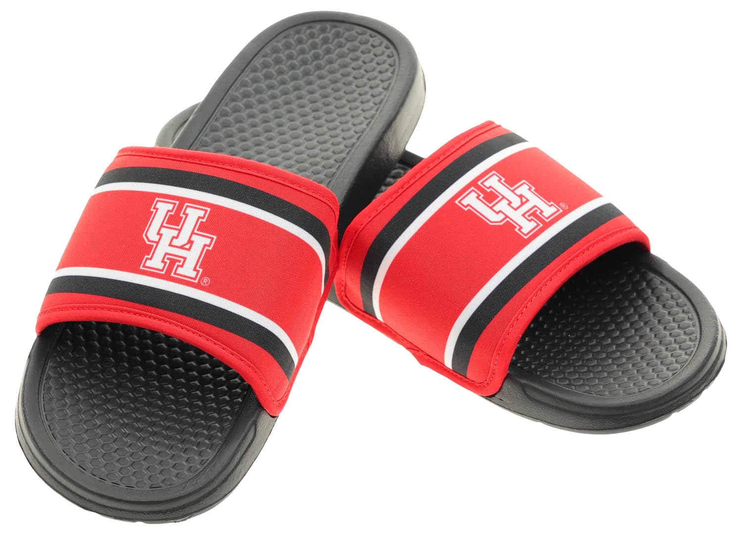 FOCO NCAA Printed Team Logo and Color Stripes Comfortable Slide Sandals