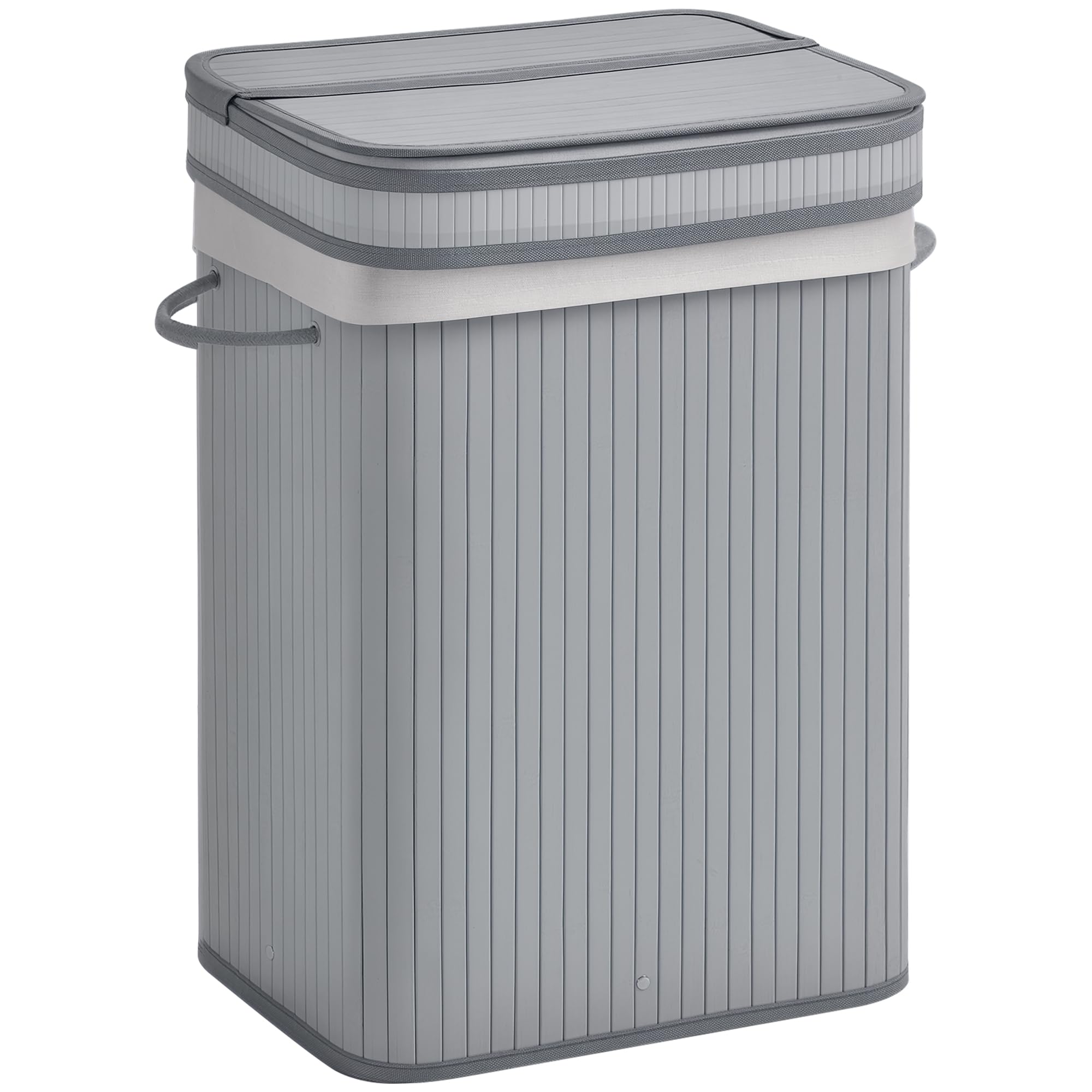 HOMCOM 100 L wasmand met deksel, handgreep, 2 vakken, uitneembare