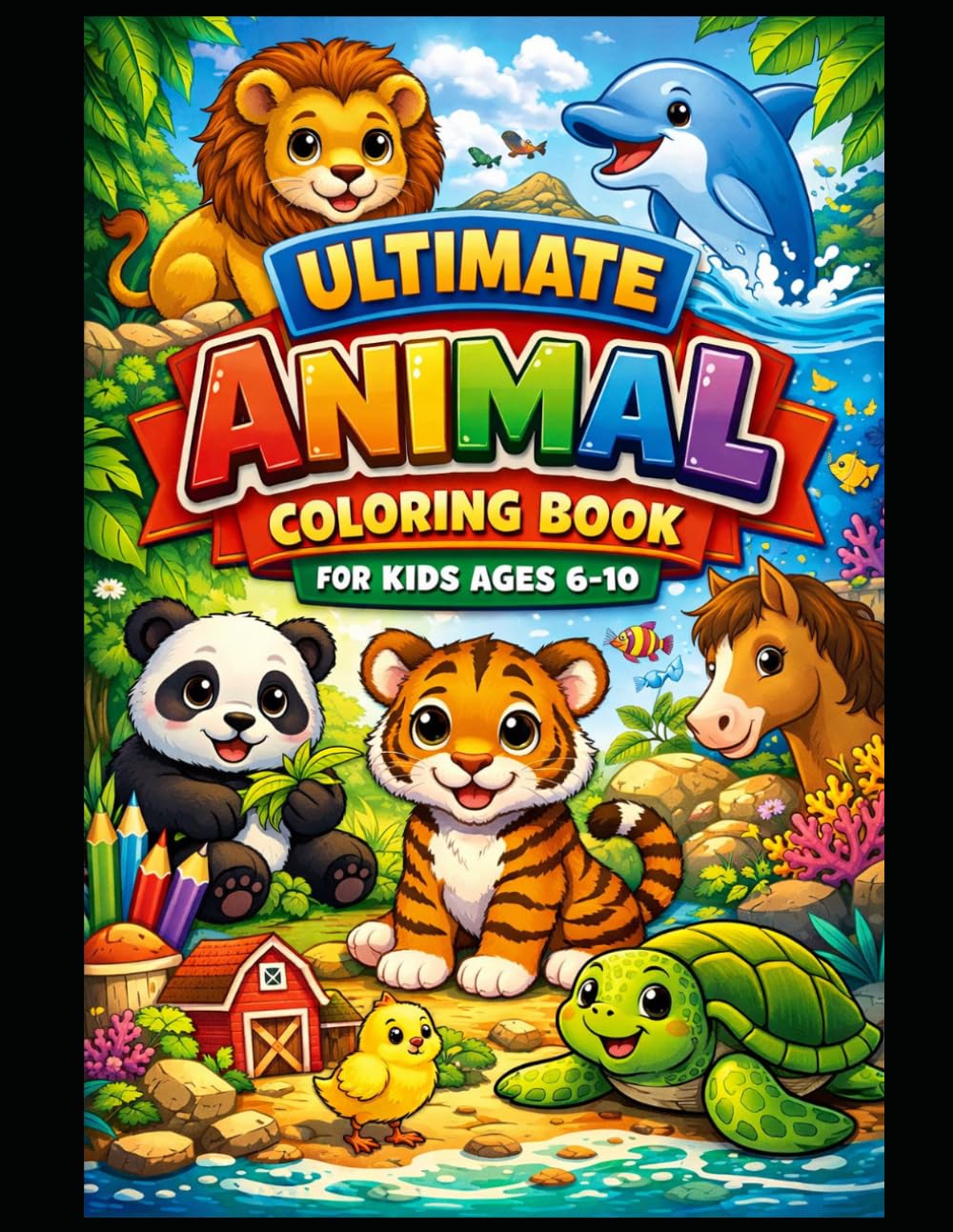 Animal Coloring Book for Kids Ages 6–10: Fun & Detailed Wildlife Designs for Creative Kids | Stress-Relieving Coloring Pages with Cute and Realistic Animals