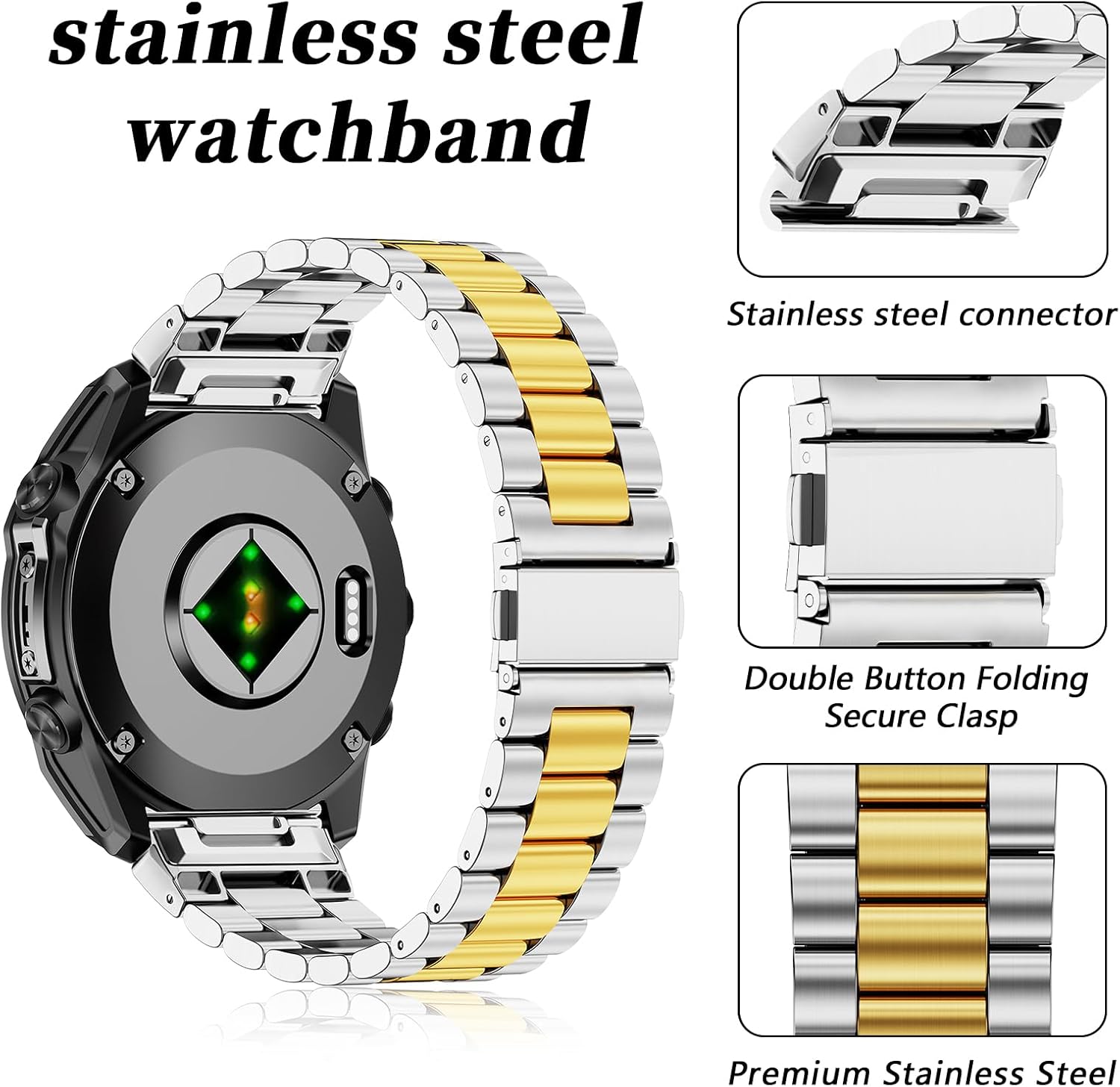20mm Metal Watch Band Compatible With Fenix 8 AMOLED 43mm/Fenix 7S/6S/7S pro/6S pro/5S/5S Plus,Stainless Steel Quickfit Strap for Descent Mk3 Mk3i 43mm/epix Pro Approach S70 42MM/Descent Mk2s