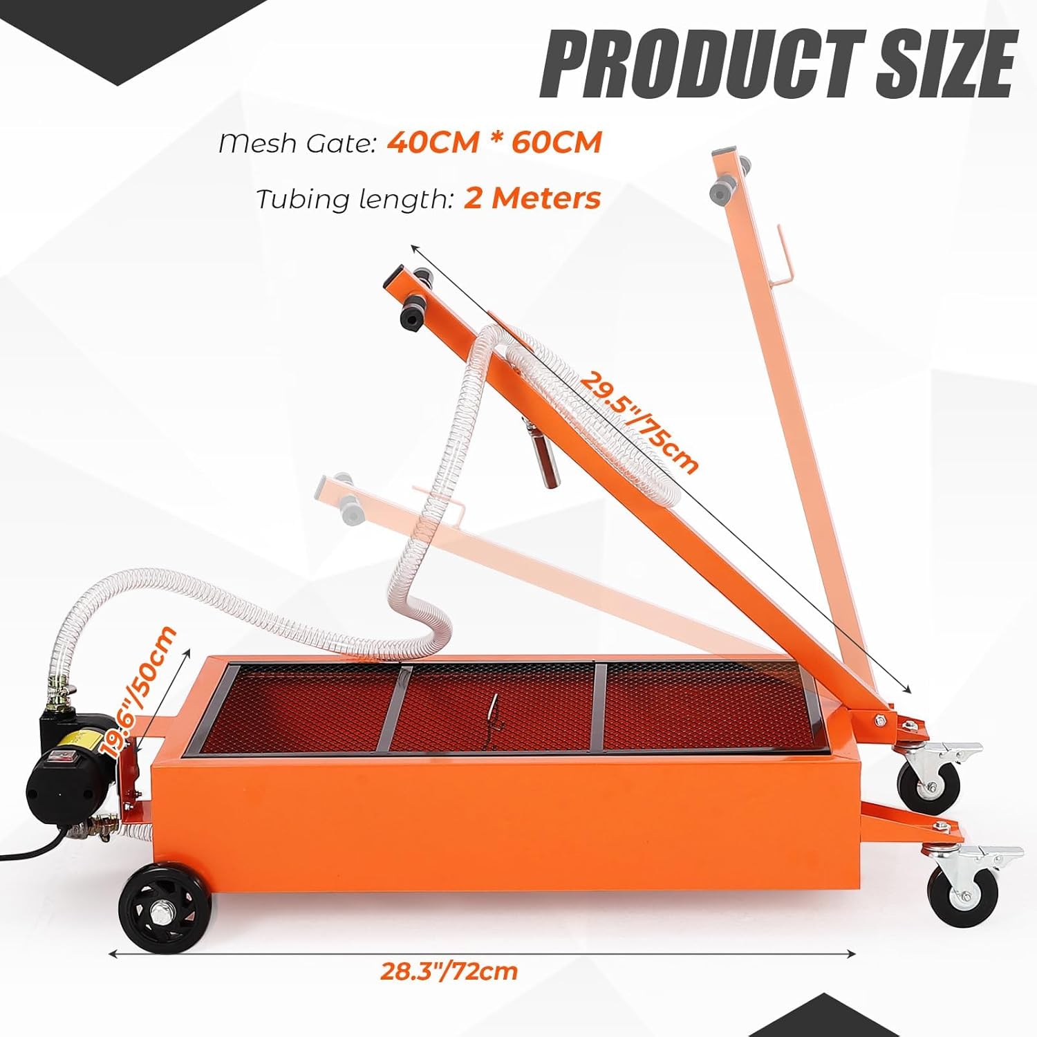 GlowSol Heavy-Duty Low Profile Oil Drain Pan Cart, 15 Gallon Rolling Oil Change Tank with 110V Electric Pump, 8 ft Hose, Folding T-Handle, for Cars, Trucks, SUVs, Buses, RVs