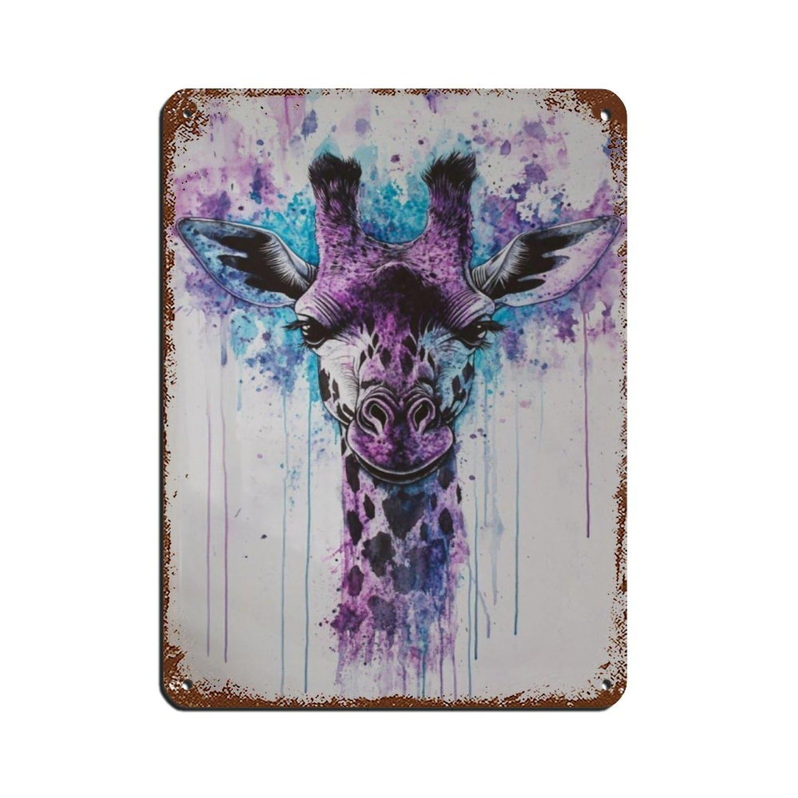Giraffe Watercolor Animal Painting Retro Poster Metal Tin Sign Chic Art Retro Iron Painting Bar People Cave Cafe Family Garage Poster Wall Decoration 12x16inch(30x40cm)