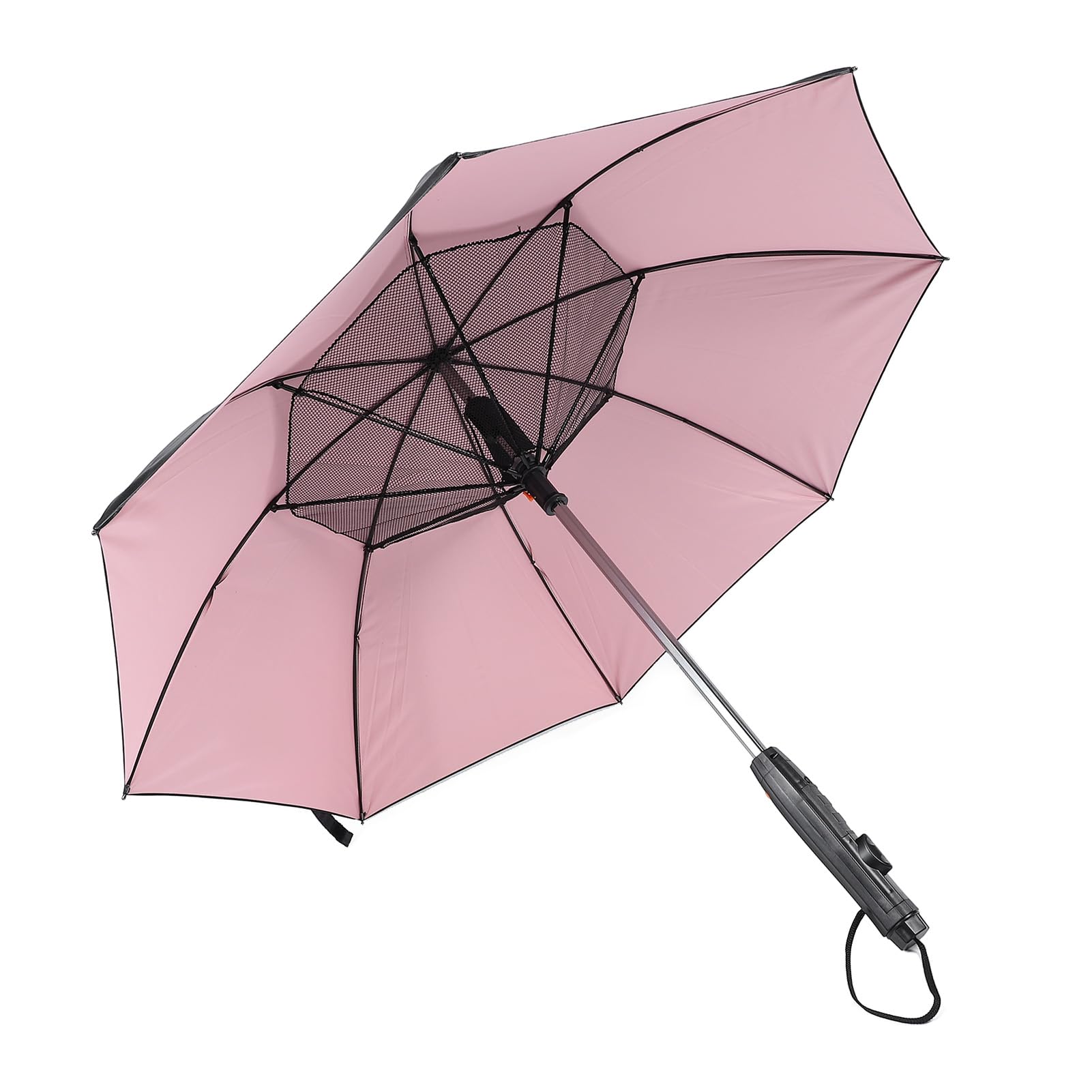 SUNGOOYUE Parasol Zamgławiający z Wentylatorem, Filtr Przeciwsłoneczny UPF 50+ z Wentylatorem Chłodzącym i mgiełką, Wykonany ze Stopu Aluminium i Włókna Szklanego, z