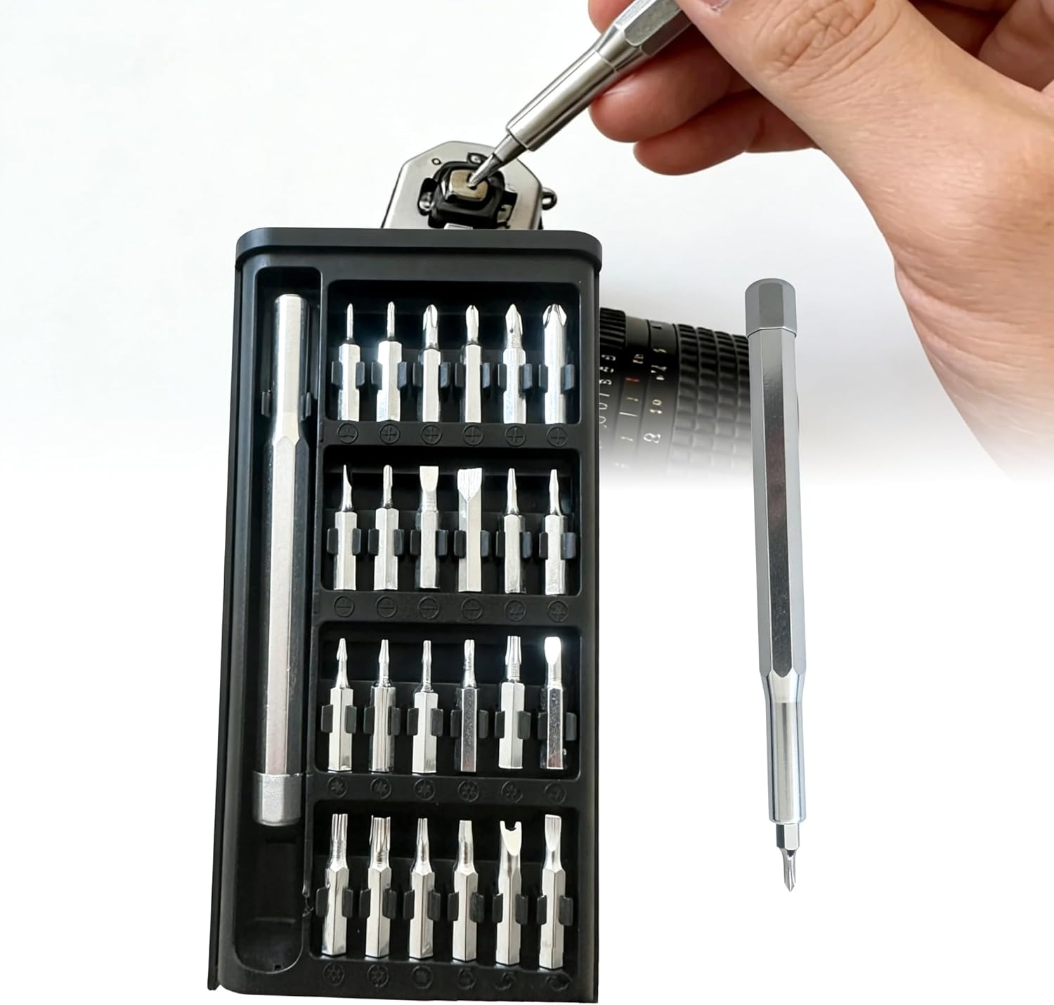 24 in 1 Precision Screwdriver Set Professional Multi-Function Repair Tool Kit with Pull-Out Sliding Case and Hex Anti Slip Handle Ideal for Smartphones, Computer, Eyeglasses, Home Use
