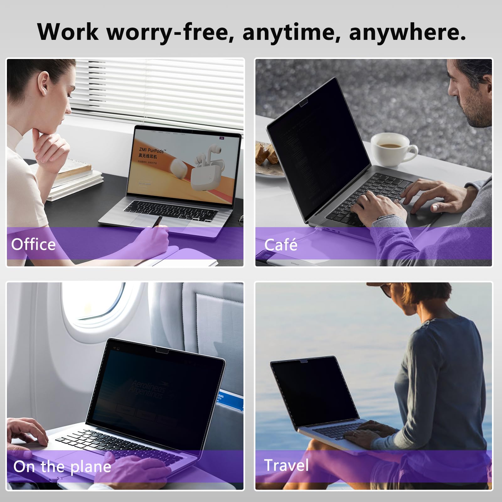 Pantalla Magnético Privacidad para MacBook Pro 14 pulgadas (2026–2021 M5/M4/M3/M2/M1 Pro/Max), Portátiles Privacidad para Mac 14,2", Filtro Luz Azul Antiespía, Protector de Pantalla Extraíble