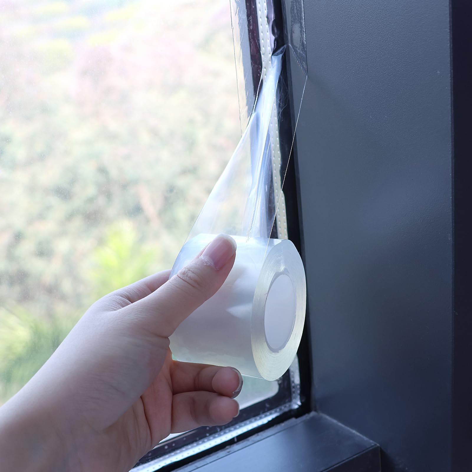 Nastro sigillante autoadesivo per porte e finestre, strisce di tenuta per porte, 5 cm x 10 m, impermeabile, trasparente, resistente alle intemperie, per interni e esterni, antivento, paraspifferi per