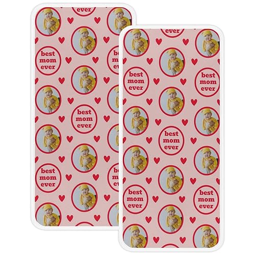 Cambiador de bebé rosa con foto personalizada, cambiador de pañales portátil para niña y niño recién nacido, 13 x 26 pulgadas