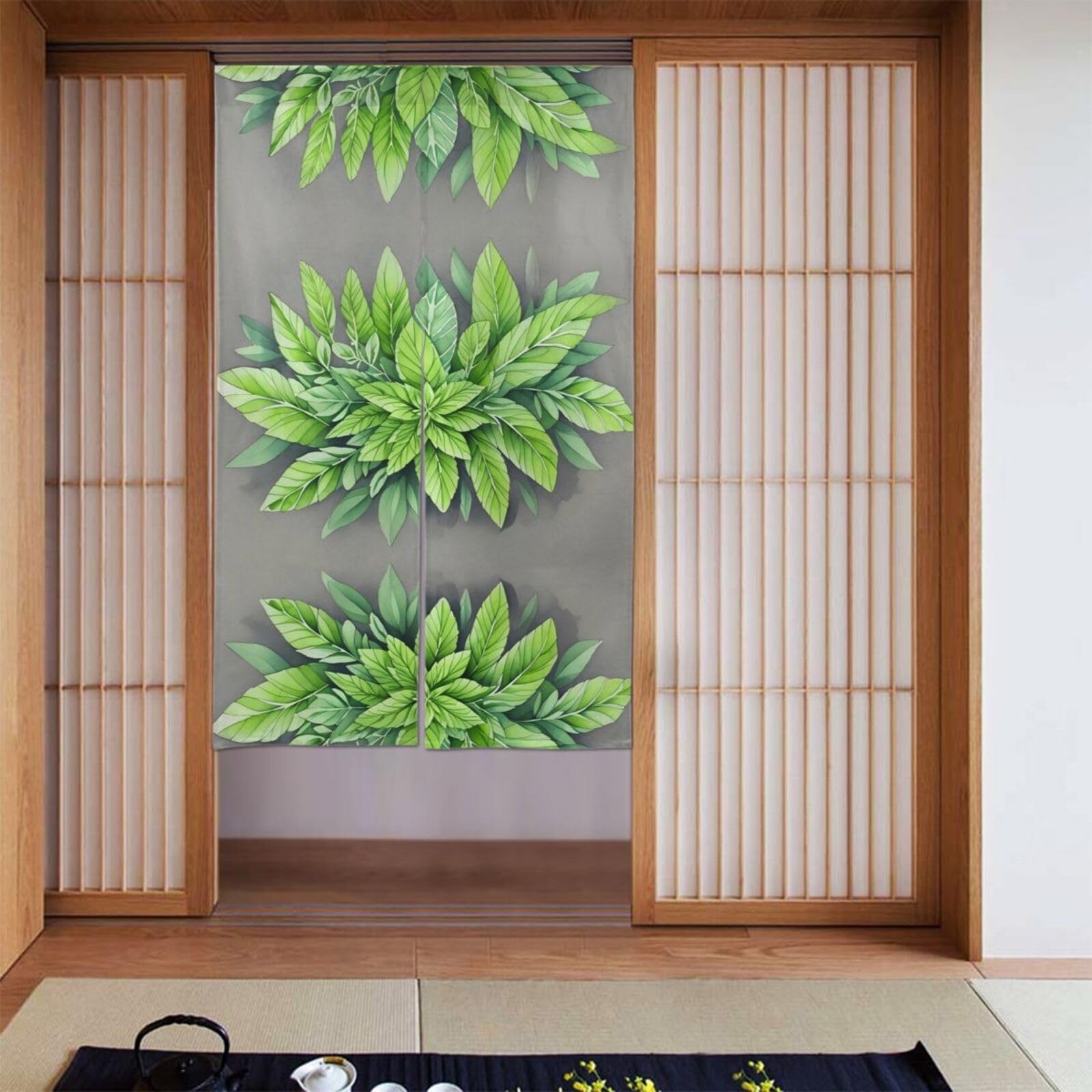 Rideaux occultants vert sauge BROLEO 142x86cm pour chambre