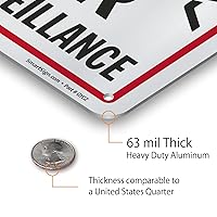 Vista 5 de SmartSign Letrero metálico de 18 x 12 pulgadas con texto en inglés "Private Property - Trespassers Will Be Prosecuted", video vigilancia las 24