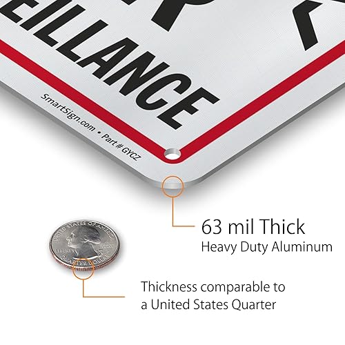 Miniatura 5 de SmartSign Letrero metálico de 18 x 12 pulgadas con texto en inglés "Private Property - Trespassers Will Be Prosecuted", video vigilancia las 24