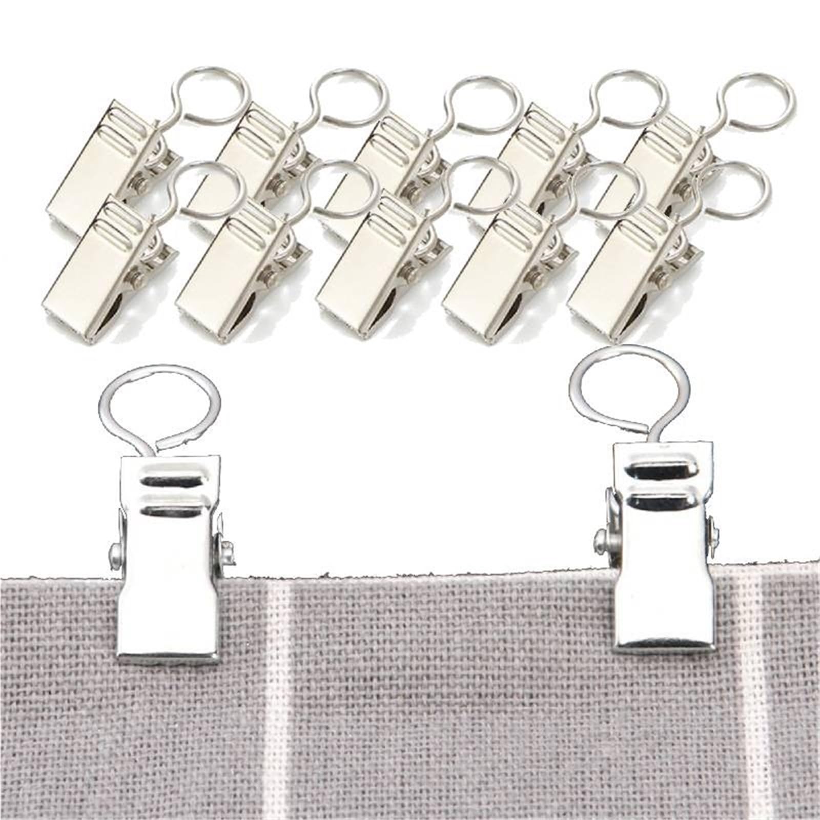 Hooks Clips for Drapes, 100PCS Small Curtain Clip with Closed Mouth Hanging Ring Metal Tent Hook