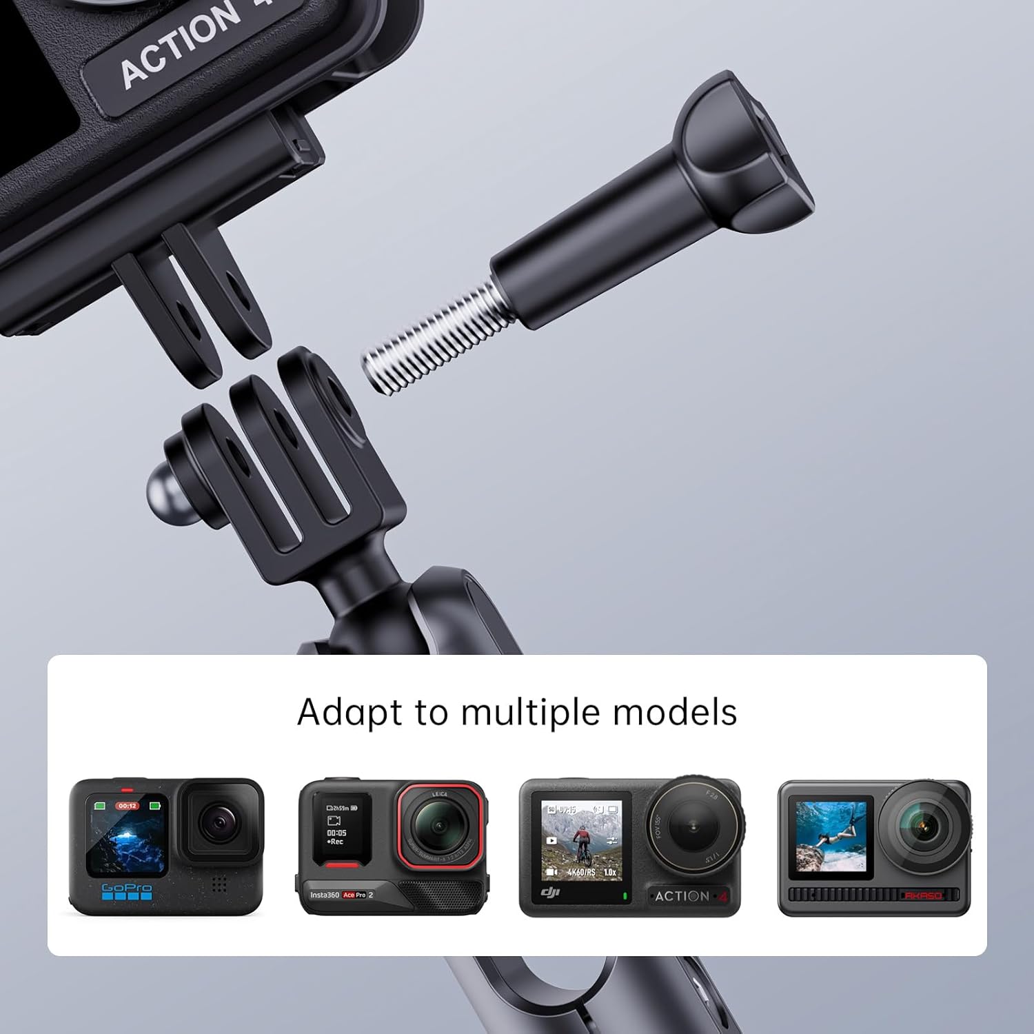 Electric Suction Cup Camera Mount with 360° Ball Head Magic Arm, Three-Prong Claw Compatible with Various Models of Sporting Cameras