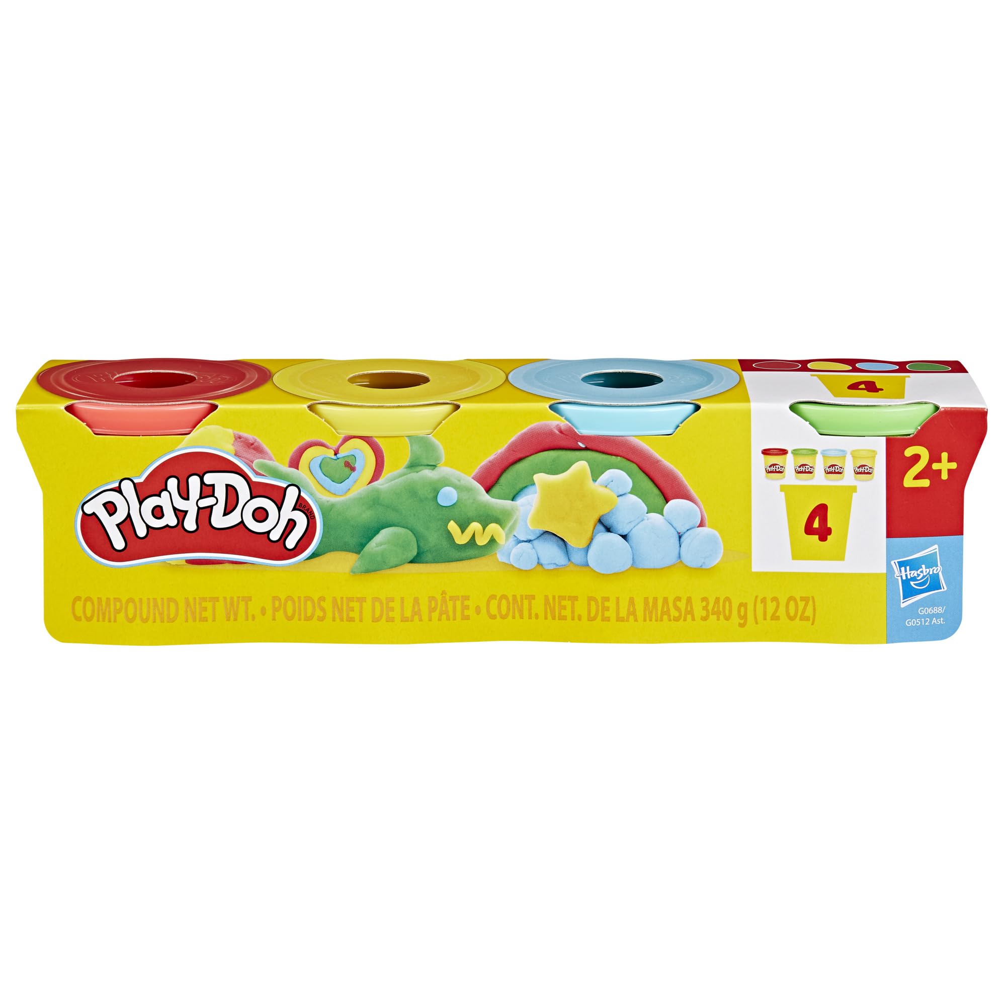 Czteropak ciastoliny Play-Doh w klasycznych kolorach w tubach po 85 gramów