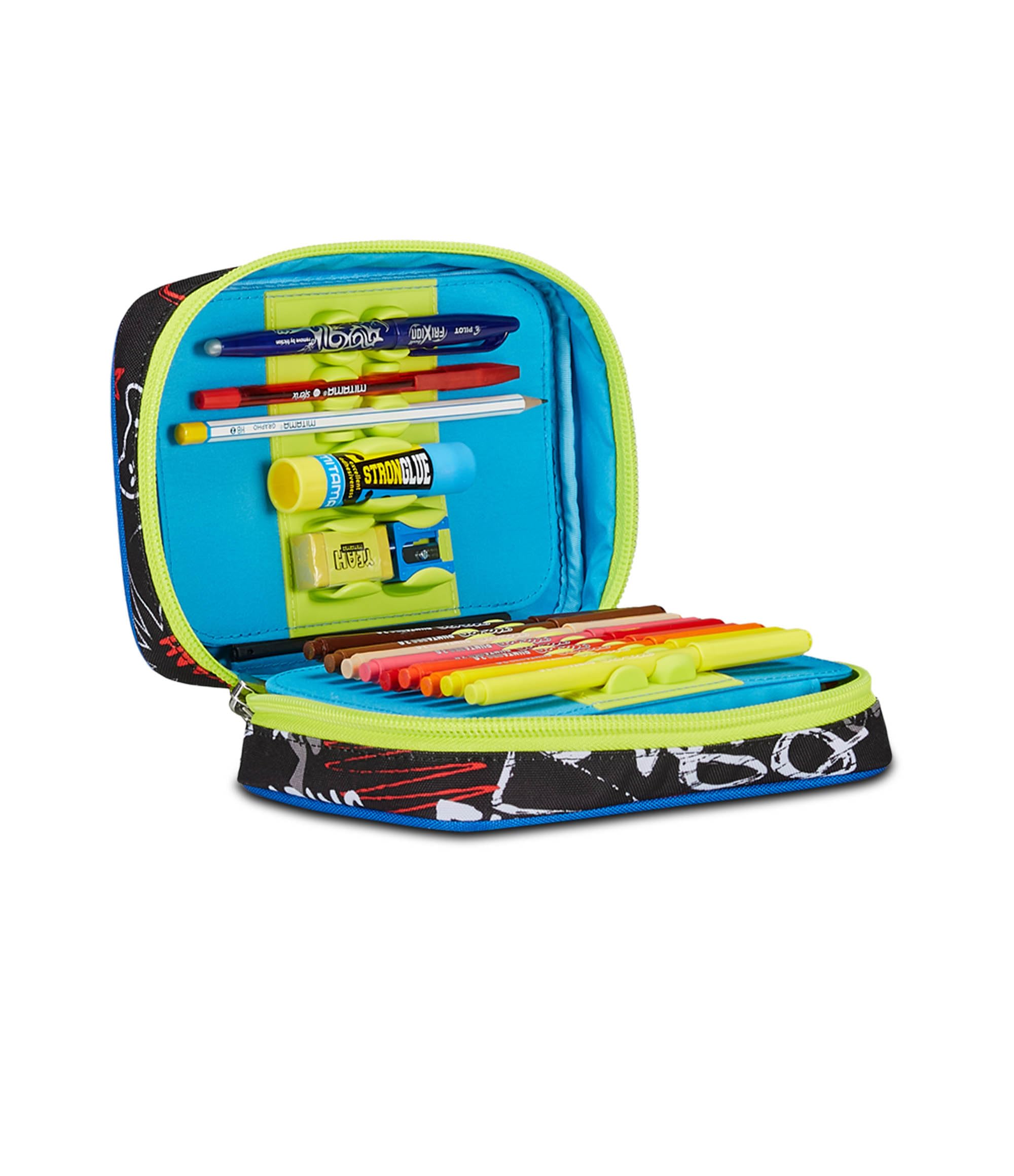 SJ Gang Astuccio Scuola Speed Pad, Verde Nero, Portapenne Mono Scomparto Con Plance Amovibili e Penne, Matite, Colori, Accessori Zaino, Elementari, Medie, Bambino