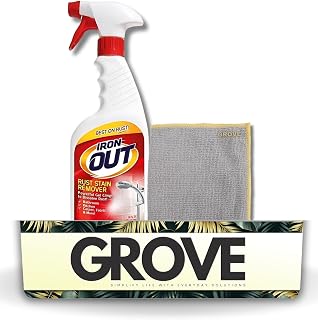 GROVE Rust Remover Spray 16 oz Bundle with Microfiber Cloth - Rust Stain Remover - Hard Water Toilet Stain Cleaner - Dissolves Rust on Tubs, Sinks, and Showers - (2 Items)