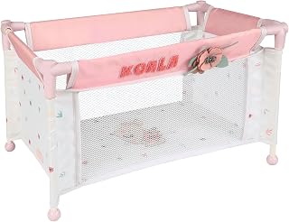 DE CUEVAS TOYS- Cuna de Viaje para muñecas Koala, Color Blanco y Rosa, Individual (50079)