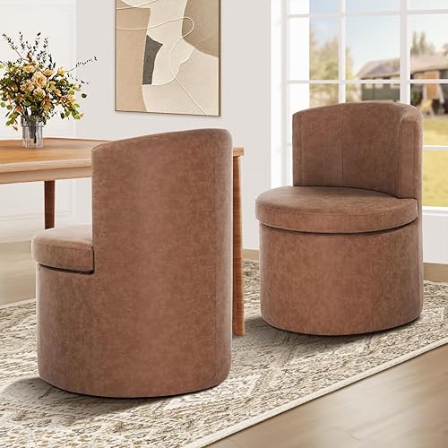 Miniatura 13 de Juego de 2 sillas de comedor con ruedas de piel sintética, modernas tapizadas para cocina y comedor, cómodas sillas decorativas, para dormitorio,