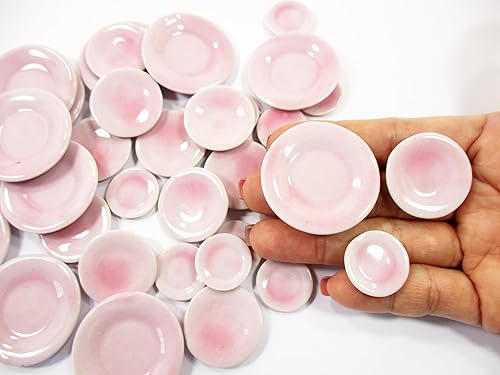 Miniatura 7 de Casa de muñecas en miniatura de cocina de cerámica 36 platos mixtos color rosa - 5085