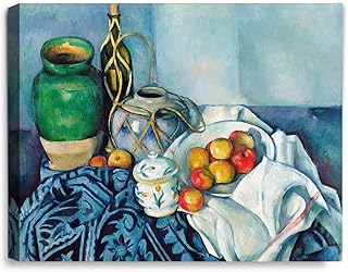 IPIC - Still Life with Apples by Paul Cezanne, Classic World Famous Painting Giclee Print on Cotton Canvas Stretched over Pine Wood Frame for Wall Decor Size 20x16 in,Made in USA
