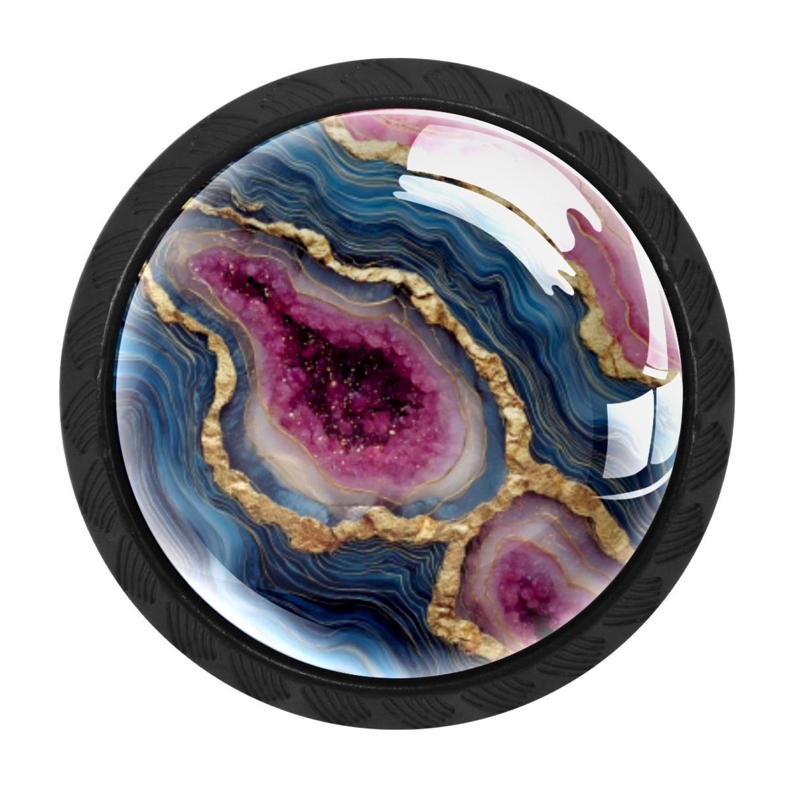 CHENZZZZ 4 PCS Agate Marble Crystal Glass Cabinet Knob Drawer Pull Handle for Kitchen Cupboard Dresser Wardrobe etc