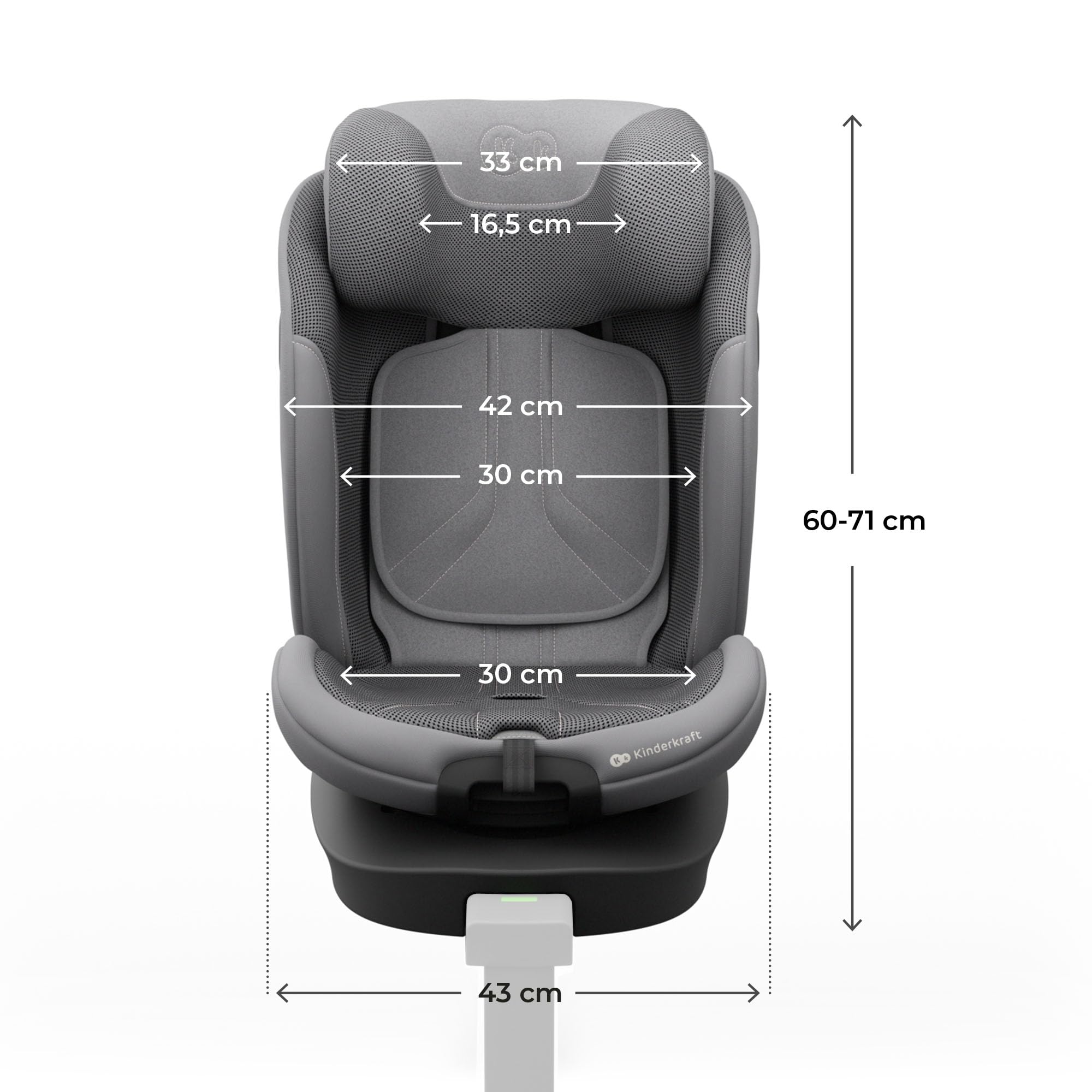 Kinderkraft I-360 2 PRO Seggiolino auto 0-36 kg, I-SIZE 40-150 cm, Seggiolino 360 girevole, con Isofix Base, Reclinabile Posizione sdraiata, Poggiatesta regolabile, Gruppo 0 1 2 3, Grigio