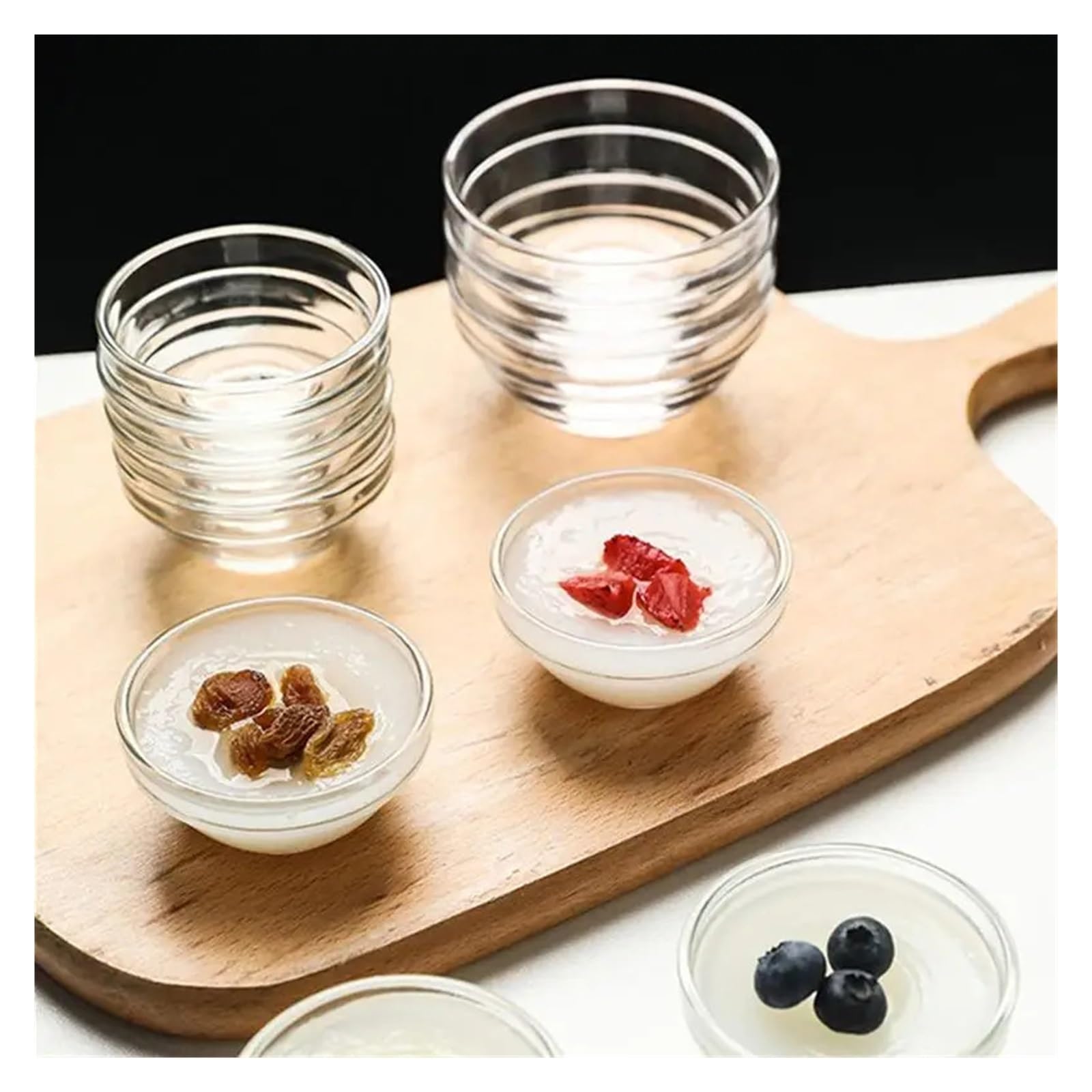 Coppe Gelato Set di 12 Ciotole for Gelato Piccole Ciotole in Vetro Ciotole Trasparenti impilabili Piatti da Dessert Rotondi Piatti Laterali Rotondi Set di Ciotole in Vetro per Dessert