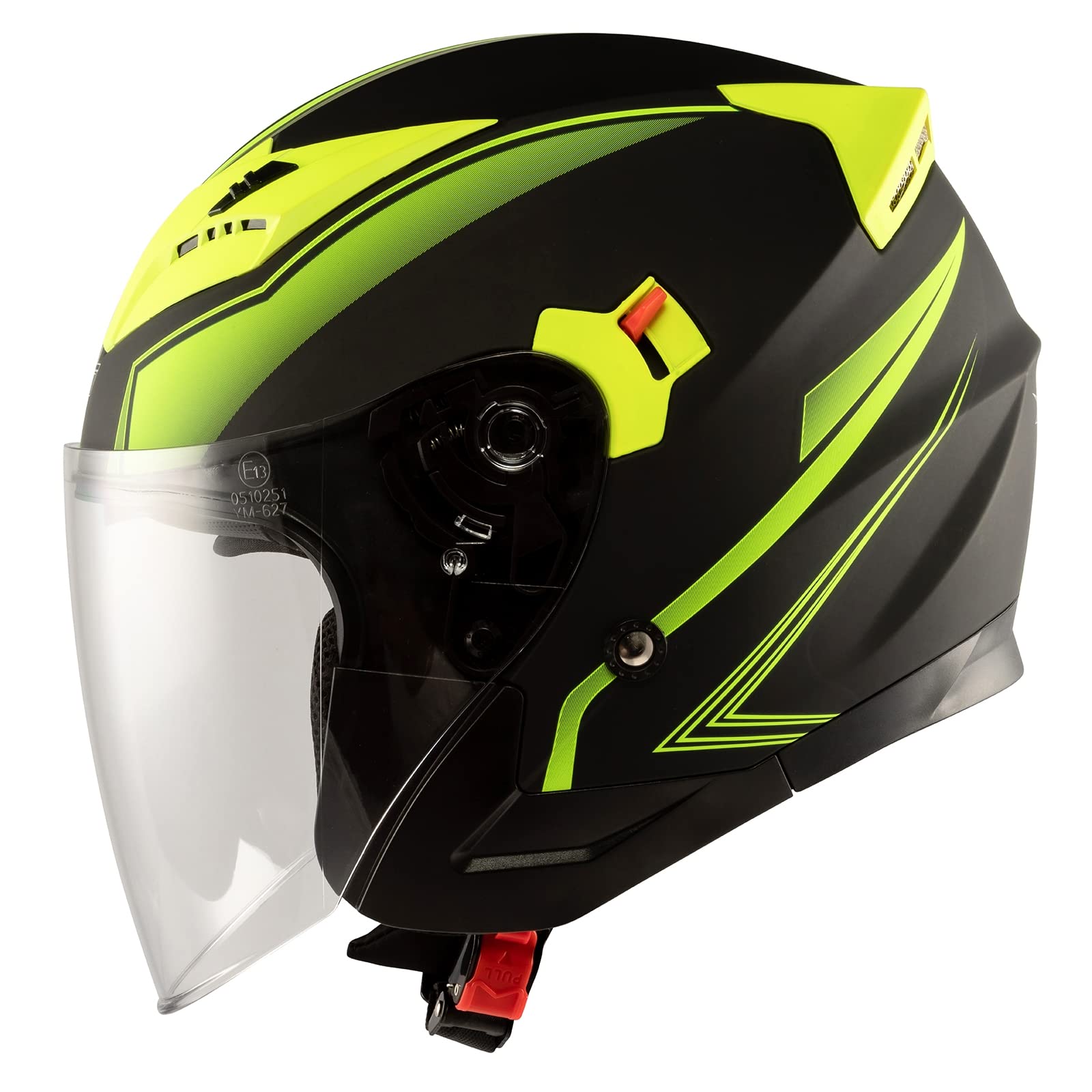 City Motorradhelm Jet Doppeltvisier ECE 22-05 Zertifikat Mattt Schwarz Fluo M