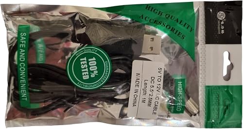 AlphaCell Cable - USB (5v) to DC jack (12vstep-up) 1m