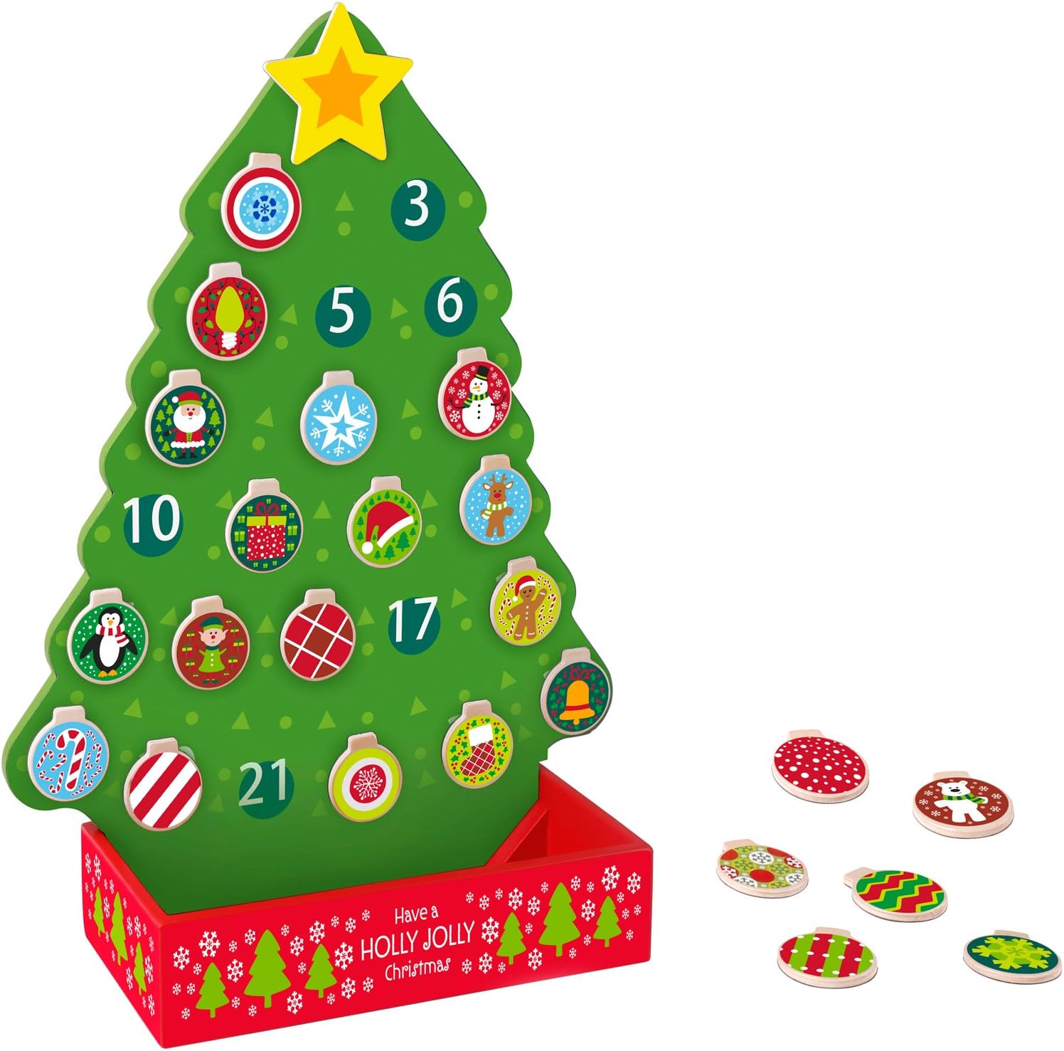 Timy Countdown to Christmas Advent Calendar Wooden Christmas Tree Magnetic Decoration